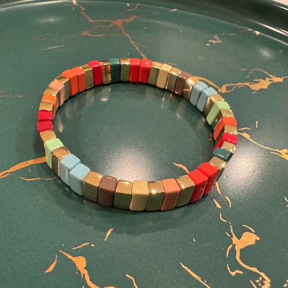 Roxanne Assoulin - Rainbow Brite Bit X Bit Colorful Gold Stretch Bracelet - Picture 1 of 2